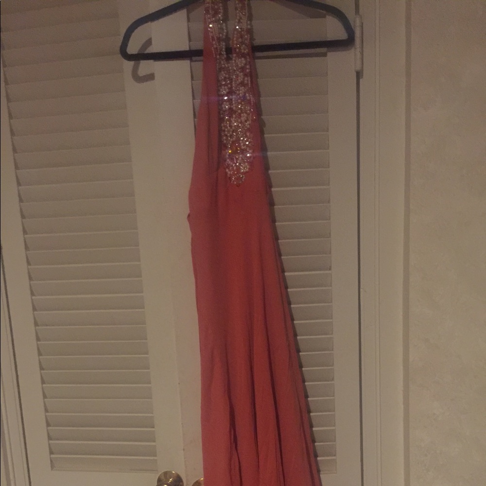 Nicole miller collection beaded silk halter dress